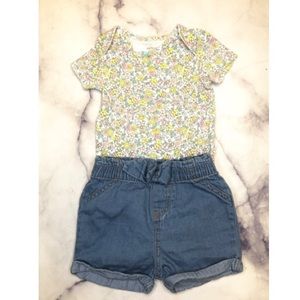 Dainty Floral & Denim Short Set